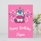 Kleine Meisjes Roze Regenboog Eenhoorn (Staand voorkant)