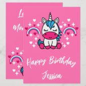 Kleine Meisjes Roze Regenboog Eenhoorn (Voorkant / Achterkant)