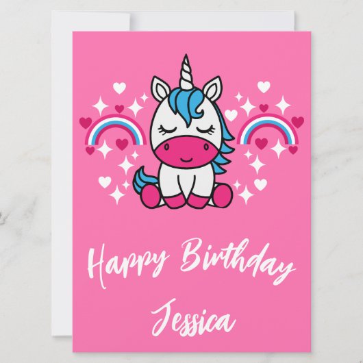 Kleine Meisjes Roze Regenboog Eenhoorn (Voorkant)