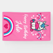 Kleine Meisjes Roze Regenboog Eenhoorn Spandoek (Horizontaal)