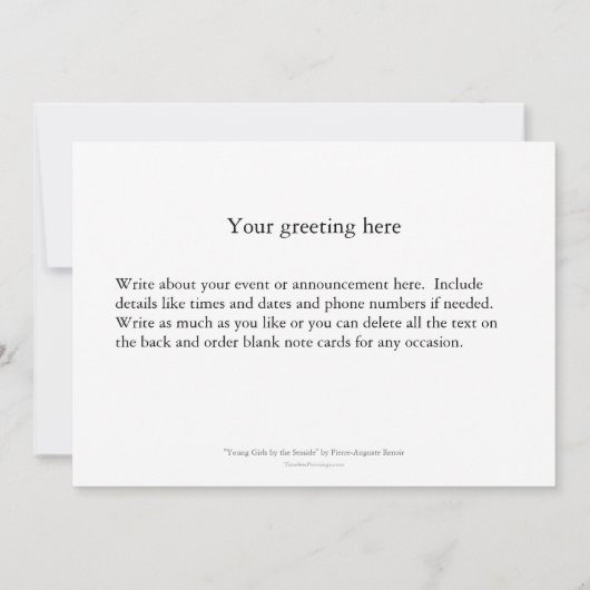 Kleine meisjes verlaten mooie Renoir schilderkunst Aankondiging (Achterkant)