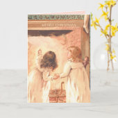 kleine meisjes wachten op Kerstmis met kerstmis Kaart (Gele Bloem)