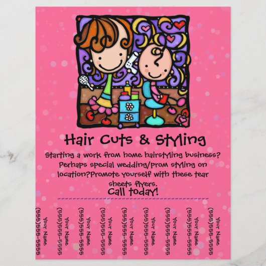 Kleine meisjesstylist die thuis werkt! ROZE Flyer (Voorkant)