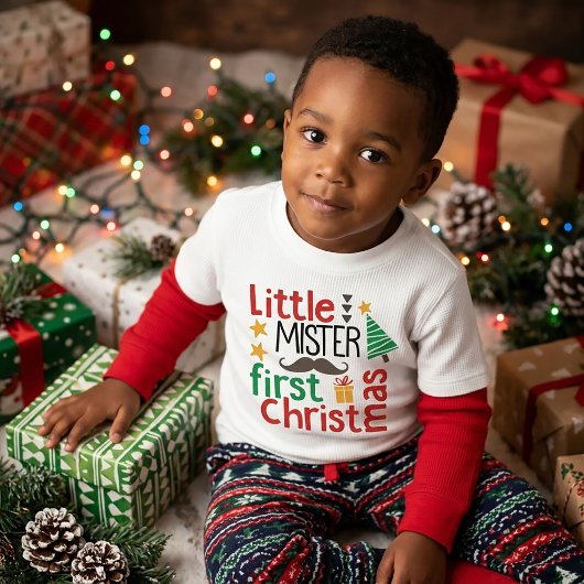 Kleine meneer eerste kerst t-shirt
