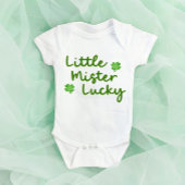 Kleine meneer Lucky St Patrick's Day Green Clover Romper