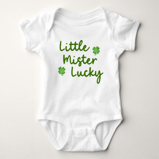 Kleine meneer Lucky St Patrick's Day Green Clover Romper (Voorkant)