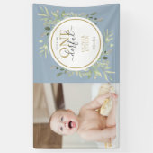 Kleine meneer ONEderful blauwe jongen eerste verja Spandoek (Verticaal)