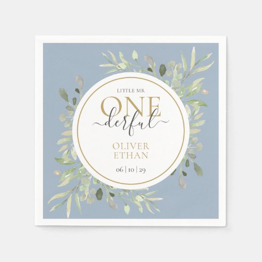 Kleine meneer ONEderful Elegante Eerste Verjaardag Servet (Voorkant)