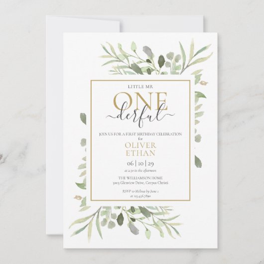 Kleine meneer ONEderful Elegante foto eerste verja Kaart (Voorkant)