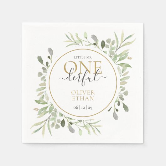 Kleine meneer ONEderful elegante jongen eerste ver Servet (Voorkant)