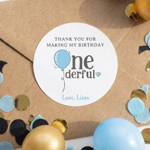 Kleine meneer Onederful verjaardagsballon bedankt Ronde Sticker