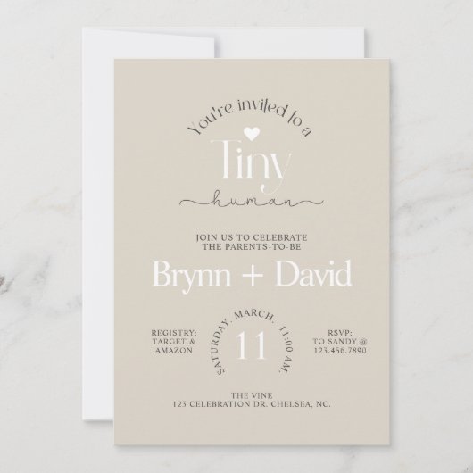 KLEINE Menselijke Baby Shower, Baby Shower, Modern Kaart (Voorkant)