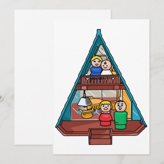 Kleine mensen familie in hun A-Lijst huis Feestdagenkaart (Voorkant / Achterkant)