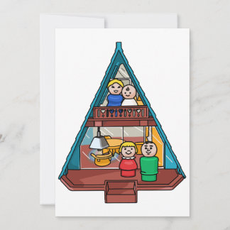 Kleine mensen familie in hun A-Lijst huis Feestdagenkaart