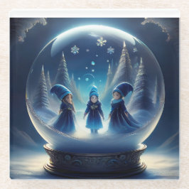 Kleine mensen in een Wereldbol Glazen Onderzetter