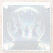 Kleine mensen in een Wereldbol Glazen Onderzetter (Achterkant)