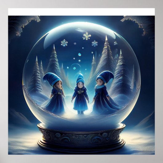 Kleine mensen in een Wereldbol Poster (Voorkant)