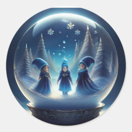 Kleine mensen in een Wereldbol Ronde Sticker