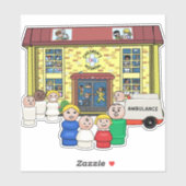 Kleine mensen in het kinderziekenhuis sticker (Vel)