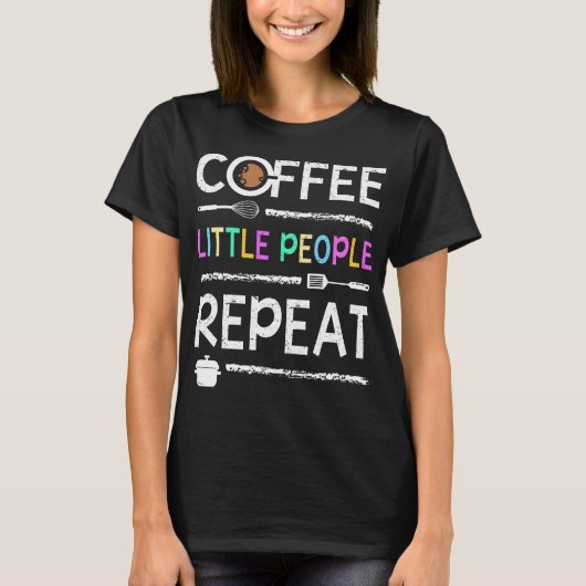 Kleine mensen van de School Lunch Lady Coffee herh T-shirt (Voorkant)