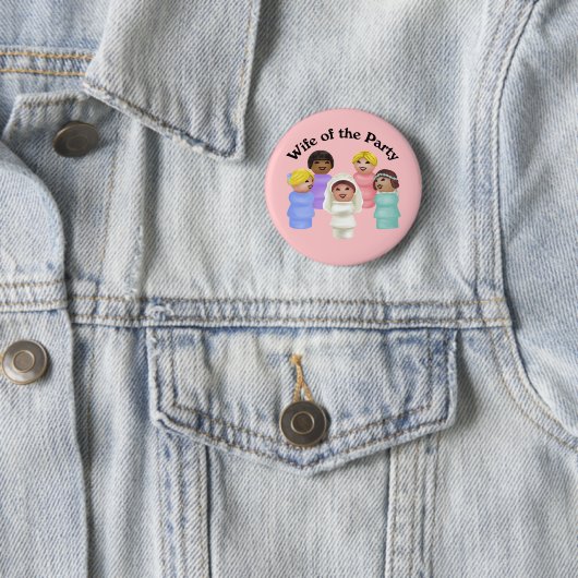 Kleine Mensen Vrouw van de Partij Ronde Button 5,7 Cm (In situ)