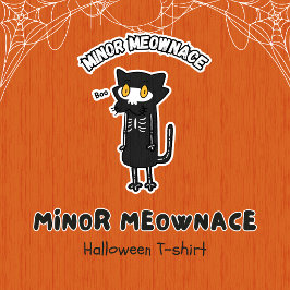 Kleine Meownace Boo Spooky Skelet Kat Halloween T-shirt