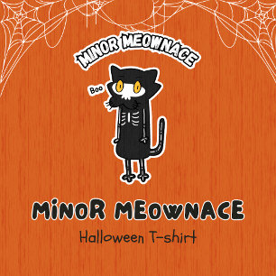 Kleine Meownace Boo Spooky Skelet Kat Halloween T-shirt