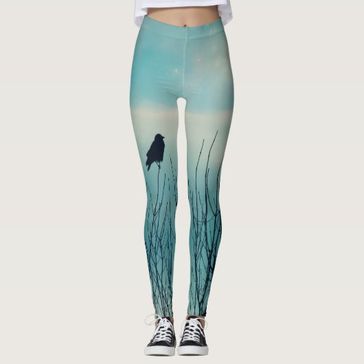 Kleine merel en een zachte blauwe lucht leggings (Voorkant)