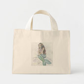 Kleine Mermaid Custom Art Gepersonaliseerde Canvas Mini Tote Bag (Voorkant)