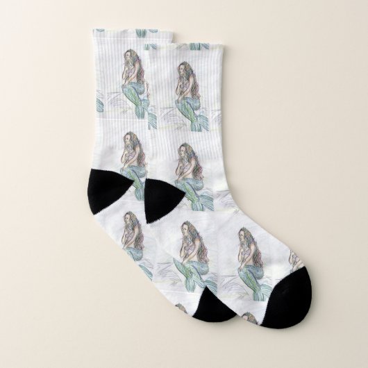 Kleine Mermaid Drawing Custom Art Socks Sokken (Paar)
