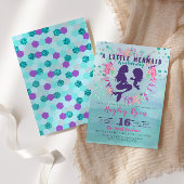 Kleine Mermaid Paars Blauwgroen Floral Baby shower Kaart