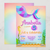 Kleine Mermaid-uitnodiging, Mermaid-uitnodiging, Kaart (Voorkant / Achterkant)