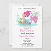 Kleine Mermaid Waterverf Baby shower Kaart (Voorkant)