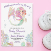 Kleine Mermaid Waterverf Baby shower Kaart
