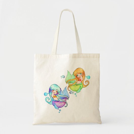 Kleine Mermaids Moonlight en Sunset Tote Bag (Voorkant)