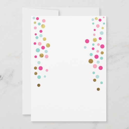 Kleine mest met roze goudmunt verjaardagsuitnodigi kaart (Achterkant)