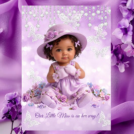 Kleine mevrouw lila paarse meisje baby shower etni kaart