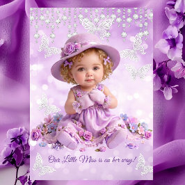 Kleine mevrouw lila paarse meisje babyshower schat kaart