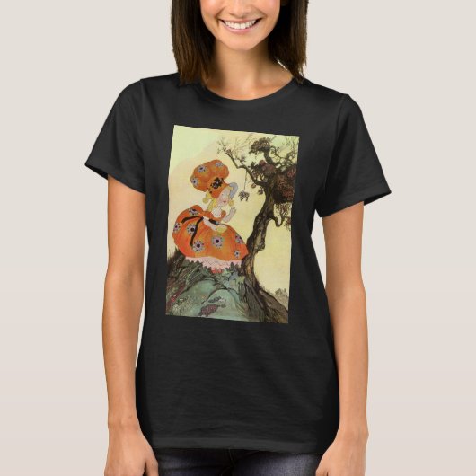 Kleine Mevrouw Muffet & Spin, Oude Moeder de Gans T-shirt (Voorkant)