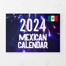 Kleine Mexicaanse Kalender 2024 met Feestdagen Drieluik Programma