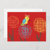  kleine, minimale, gele vogelwieg briefkaart (Voorkant / Achterkant)