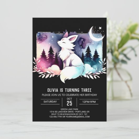 Kleine minimalistische wolf verjaardag kaart (Staand voorkant)