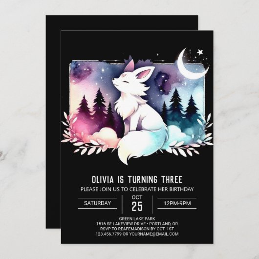 Kleine minimalistische wolf verjaardag kaart (Voorkant / Achterkant)