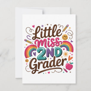 Kleine Miss 2e klas Eerste dag van de tweede klas Feestdagenkaart