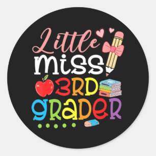 Kleine Miss 3rd-graad terug naar schoolmeisjes Der Ronde Sticker