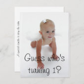 Kleine Miss Angel, raad eens wie er 1 wordt? Uitnodiging Briefkaart (Voorkant / Achterkant)