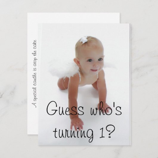 Kleine Miss Angel, raad eens wie er 1 wordt? Uitnodiging Briefkaart (Voorkant / Achterkant)