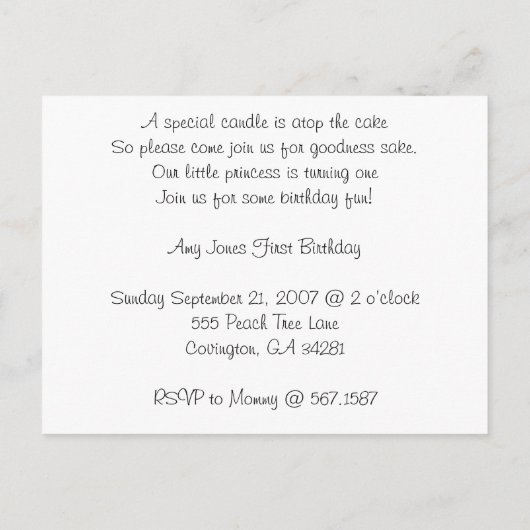 Kleine Miss Angel, raad eens wie er 1 wordt? Uitnodiging Briefkaart (Achterkant)