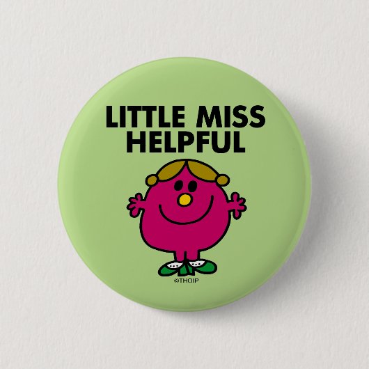 Kleine Miss Behulpzaam | zwarte belettering Ronde Button 5,7 Cm (Voorkant)