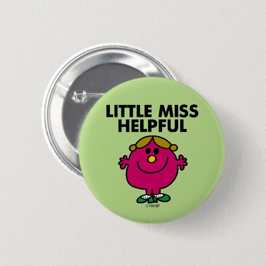 Kleine Miss Behulpzaam | zwarte belettering Ronde Button 5,7 Cm (Voorkant /achterkant)
